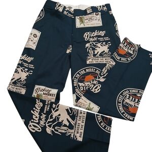 Dickies Men's Blue Graphic Chinos Pants Size W30 100% Cotton New $50